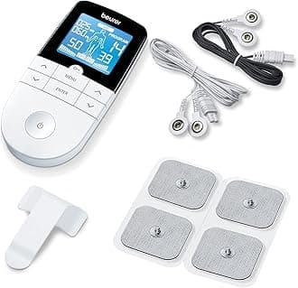 EM 49 Digital TENS/EMS Pain Relief Machine | Rehabilitation and Massage | 70 Training Programmes,2 Channels and 4 Self-Adhesive Electrodes | 5 Years Warranty