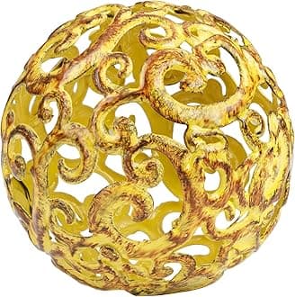 Everydecor Yellow Fancy Metal Decorative Sphere