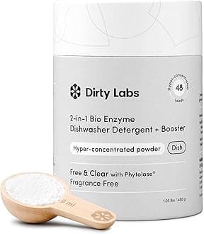 Dirty Labs | Dishwasher Detergent and Booster,Scent Free,48 Loads (1lb),Ultra Clean, Spot Free, Quick Wash Optimized,Hyper Concentrated
