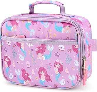 mibasies Kids Lunch Bag for Girls Toddler Insulated Lunch Box for School Travel, Flower Mermaid, KLB0075_MBUS