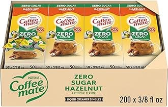 Coffee Creamer, Zero Sugar Hazelnut, Liquid Creamer Singles, Non Dairy, No Refrigeration, 0.375 fl oz Tubs (Pack of 200)