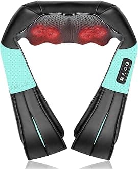 NekteckShiatsu Neck and Back Massager with Soothing Heat, Electric Deep Tissue 3D Kneading Massage Pillow for Shoulder, Leg, Full Body Muscle Pain Relief, Car, Office and Home Use