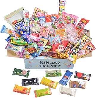 50 Japanese Candy & Snack Box 10 Japanese chocolate bar Assortment and 40 Popular Sweets (Plain box)