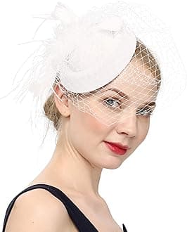 Fascinators Hats 20s 50s Hat Pillbox Hat Cocktail Tea Party Headwear with Veil for Girls and Women