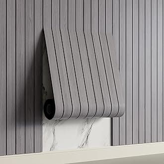 Yutianli PVC Slat Wall Panel Peel and Stick 118"x 15.7" Faux Wood Slat Panel Artificial Oak Wood Grain Self-Adhesive Soundproof 3D Wall Panel for Walls and Ceilings