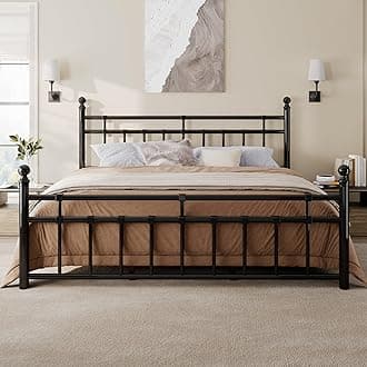 King Size Metal Bed Frame, Platform Bed with Classic Wrought Iron-Art Headboard and Footboard, 12" Underbed Space, No Box Spring Needed, Easy Assembly, Noise-Free, Black