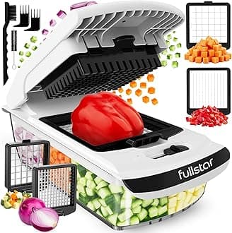 Fullstar Vegetable Chopper - Food Chopper - Onion Chopper - Vegetable Slicer & Spiralizer - Vegetable Chopper with Container - Kitchen Gadget - Home Essentials - Kitchen Accessories (2 in 1, White)