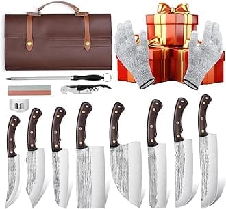 TIJERAS 14PCS Butcher Knife Set for Meat Cutting, Premium Japanese Chef Knives with Bag, High Carbon Steel BBQ Cooking Kitchen Knives Set, Gifts for Men Women