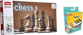 Funskool Chess Board Set,Black&White Board Game & Funskool Games-Travel Ludo,The Classic Startegy Game Board,Portable Classic Travel Games,Kids&Family,2-4 Players,6 & Above