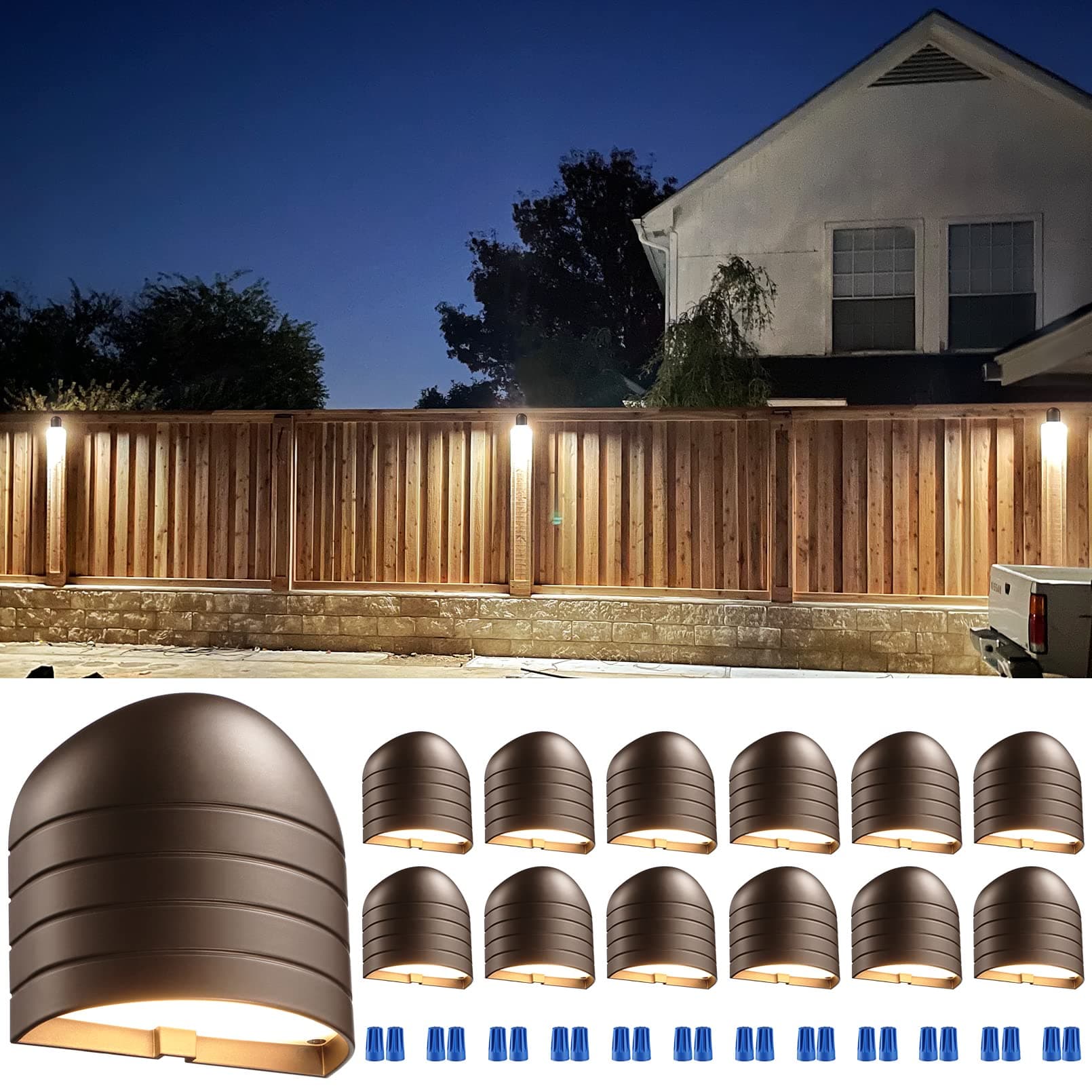 LEONLITE 12-Pack Update 5CCT Low Voltage LED Deck Lights, 250LM Ultra Bright Fence Down Light, 12-24V AC/DC Anti Glare Step Railing Light, CRI90, 1800K/2700K/3000K/4000K/5000K, IP65, Oil Rubbed Bronze