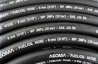 Rubber Reinforced E10 Engine Nitrile Fuel Tube,Breather Pipe,Oil,Diesel,Petrol,Water 2m Lengths Ideal for Cars,Vans and Pick-ups (8mm)