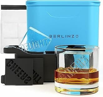BERLINZOPremium Clear Ice Cube Maker Mold - Large 2.1-inch Crystal Clear Ice Square Cubes for Whiskey & Cocktails - Easy-to-Remove Ice Cubes Mold - Storage Bag & Silicone Inserts Included, Tiffany