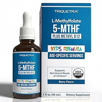 Organic Kids Methylfolate + Methyl B12 Cofactor - Berry Flavor, Sublingual Form 5-Mthf Form, Superior Of Folate Adjustable Dosing For All Ages Mood, Behavior, Cognition 1 Oz.