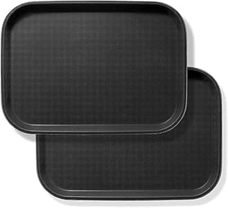 2-Pack "13.9X18" Restaurant Serving Tray, Food Serving Tray, Non-Slip Tray, Non-Slip Rubber Surface, Bar, Cafeteria, Coffee Beverage Food Tray - Black