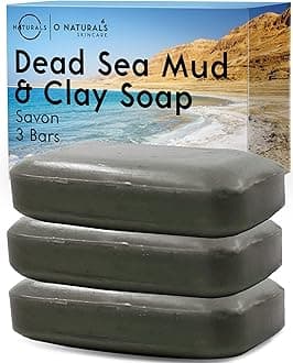 O Naturals 3-Piece Cleansing Green Clay & Dead Sea Mud Bar Soap. 100% Natural. Face, Hands & Body Wash. Exfoliating, Detoxifying, Pore Minimizer. Treats Acne & Oily Skin. Triple Milled, Vegan. 4 oz