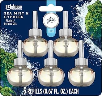 PlugIns Refills Air Freshener, Sea Mist & Cypress, Scented and Essential Oils for Home and Bathroom, 0.67 Fl Oz, 5 Count