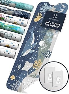 Homerella Bath Mat Non-Slip Kids & Baby 40"x16" | Antislip Bath Mat with unique designs | Extra Comfortable INCL 2 HOOKS FOR DRYING| Non-Slip Shower Mat | BPA, Latex, Phthalate Free | Machine Washable