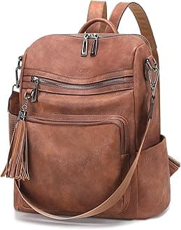 OPAGE Leather Backpack Purse for Women Fashion Tassel Ladies Shoulder Bags Designer Large Backpack Travel Bag