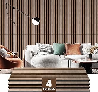 RITOLLO 4 Pack Wood Panels for Wall, 47.2"×23.6" Wood Slat Acoustic Panels for Wall, Soundproof Panels, 3D Fluted Panels for Interior Wall Decor (Natural Walnut)