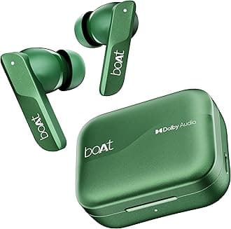 boAt Re-launched Airdopes 800 TWS in Earplugs with Dolby Audio, Adaptive EQ by Mimi, 40 Hours Playback, 4 Microphones with AI-ENx™, Multipoint Connection, Hearables App Support (Interstellar Green)