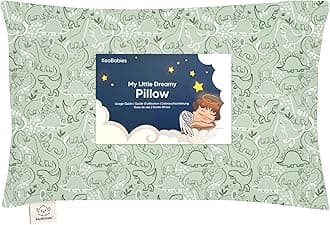 Toddler Pillow with Pillowcase - 13x18 My Little Dreamy Kids Travel Bed Pillows for Sleeping, Organic Cotton Small Pillowcase, Soft & Breathable, Machine Washable, Toddlers 2-5 Years Old (DinoDood)