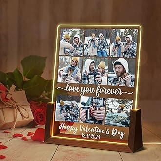 Personalized Valentine's Day Gifts for Girlfriend Boyfriend, Custom LED Acrylic Plaque Couple Gifts, Girlfriend Birthday Gifts from Boyfriend, Anniversary Wedding Gifts for Wife Girlfriend, Him/Her
