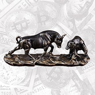 AETVRNI Wall Street Bull & Bear Statue - Bronze Patina Resin Stock Market Decor, Charging Sculpture Gifts for Market Lovers