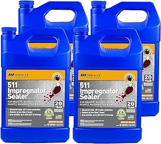 Miracle Sealants 511 Impregnator Advanced Penetrating Sealer for Countertops, Stone, Tile & Grout, Gallon, 4 Pack