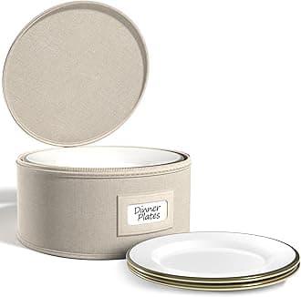 Sorbus China Storage Containers – Dinnerware Organizer for Dinner Plates with Lid (Holds Service for 12) with Felt Protectors – 12" x 6.25"