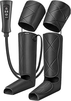 RENPHOLeg Massager Air Compression Massager for Circulation Pain Relief, 3-in-1 Foot Calf & Thigh Massager Effective for Father Mother Reduce Swelling-Black