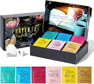 Thoughtfully Gourmet, Tea Affirmations Christian Prayer Gift Set, Includes 6 Flavors of Tea with Bible Verses from Psalms and Other Books to Rejoice, Pack of 90
