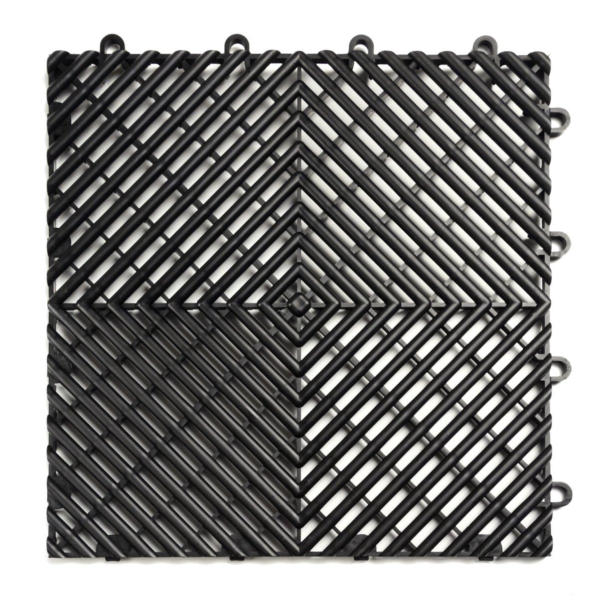 RaceDeck Free-Flow Open Rib Design, Durable Interlocking Modular Garage Flooring Tile (12 Pack), Black