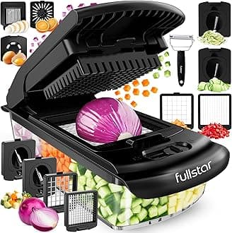 Vegetable Chopper & Cutter - Slicer Dicer Spiralizer with Container for Food Veg Onion Cucumber Tomato Salad Potato French Fry - Kitchen Gadgets & Accessories (PRO 9-in-1, Black)