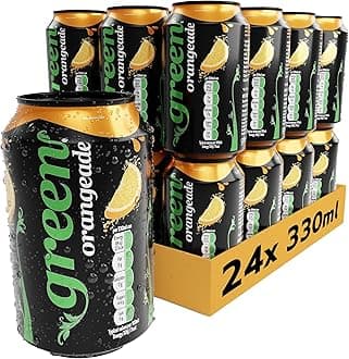 Green Orangeade - Low Calorie Soft Drinks - Sparkling Orange Flavour with 20% Natural Juice - No Added Sugar, Sweetened with Stevia, No Aspartame - Alternative Fizzy Drink - Bulk Pack 24 Cans x 330ml