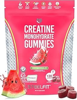 Creapure Creatine Monohydrate Gummies for Men & Women, Juicy Watermelon - Gym Workout Nutritional Supplements for Muscle Gain, Brain Health & Strength Building Dietary Supplement, 120 Gummies