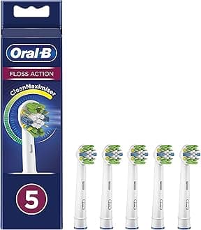 Oral-B FlossAction Replacement Electric Toothbrush Heads with CleanMaximiser Technology Pack of 5, White
