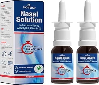 - NOVEHA Nasal Spray- 1% Povidone-Iodine Spray, with Xylitol, Vitamin D3, Aloe-Vera - Nasal Cleanser (2 Pack)