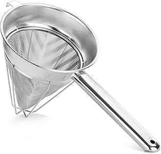 New Star Foodservice Chinois Mesh Strainer, Stainless Steel, Reinforced, Extra Fine Mesh, 8-Inch