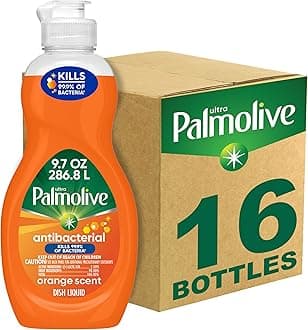 Palmolive Ultra Concentrated Antibacterial Liquid Dish Soap, Orange Scent, 9.7 Fl Oz (Pack of 16)