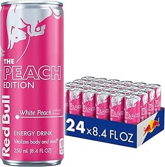 Peach Edition Energy Drink, White Peach, 8.4 fl.oz., 24 cans, with 80mg Caffeine, Taurine & B Vitamins