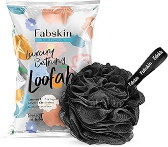 FABSKIN Loofah for Bathing | Bath Shower Loofah Sponge Scrubber Exfoliator for Women and Men | Bathing Sponge | Body Wash Scrub for Bathing | Bath Scrubber For Body (BLACK)