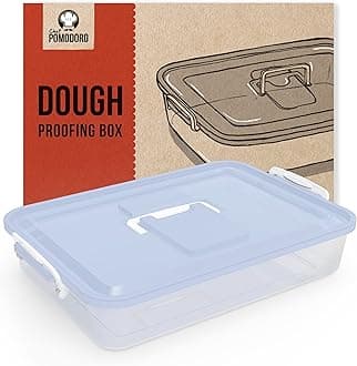 Chef Pomodoro Pizza Dough Proofing Box, 14 x 11-Inch, Preparation Container with Lid, Fits 4-6 Proofing Balls, Household Pizza and Bread Dough Tray With Convenient Carry Handle (Blue)