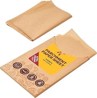 Katbite 75Pcs 12x16IN Unbleached Parchment Baking Paper, Heavy Duty Pre-Cut Parchment Paper Sheets, Half Sheet Brown Non-Stick Baking Paper for Air Fryer, Baking Cookie Pans, Oven