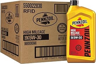 Pennzoil High Mileage 5W-30 Motor Oil, 1 Quart (6 Pack)