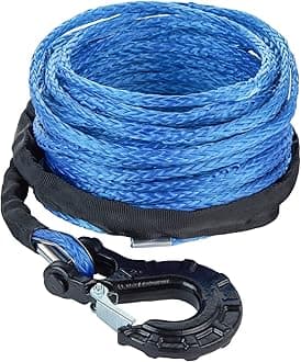 Synthetic Winch Rope 5/16'' x 50ft,13000LBS Synthetic Winch Line Cable Rope with Protective Sleeve + Forged Winch Hook for Off Road Vehicle ATV UTV SUV Truck Boat Winch Accessory