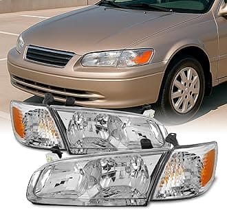 AKKON - For 2000 2001 Toyota Camry OE Style Chrome Housing Headlights Lamp Assembly Replacement