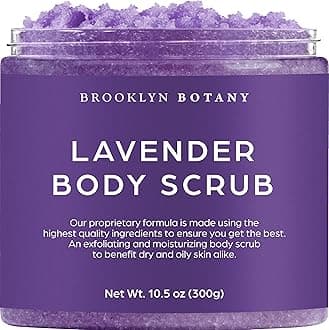 Brooklyn BotanyDead Sea Salt and Lavender Body Scrub - Moisturizing and Exfoliating Body, Face, Hand, Foot Scrub - Fights Fine Lines, Wrinkles - Great Gifts for Women & Men - 10.5 oz