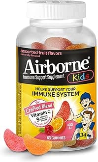 Vitamin C 500mg (per Serving) - Assorted Fruit Flavored Kids Gummies (63 Count in a Bottle), Gluten-Free Immune Support Supplement with Vitamins C E, Selenium