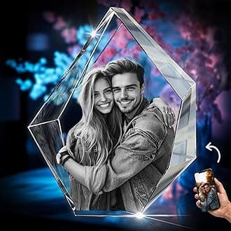 3D innovation 3D Crystal Photo, Personalized Memorial Gifts for Mom, Dad, Wife, Men, Pets, Laser Etched Crystal Detail, Prestige Glass Picture, Sympathy Gifts for Loss of Loved One