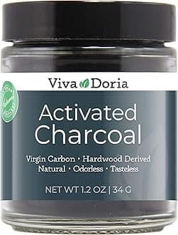 Viva Doria Virgin Activated Charcoal Powder, Hardwood Derived, Food Grade, 34 g Glass Jar